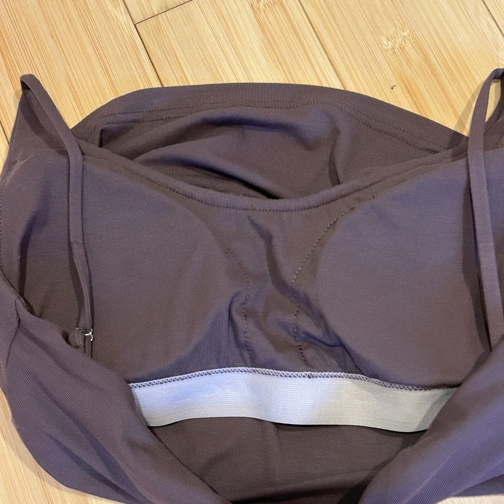 OGL Camisole Brami Tank Top Size S Brown Gathered Built-in Bra w/ Removable Pads